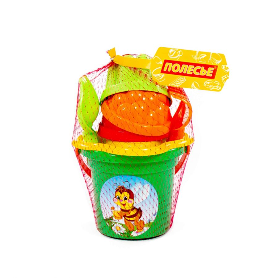 Набор №26: ведро малое, ситечко-цветок, совок №2, грабельки №2, 3 формочки