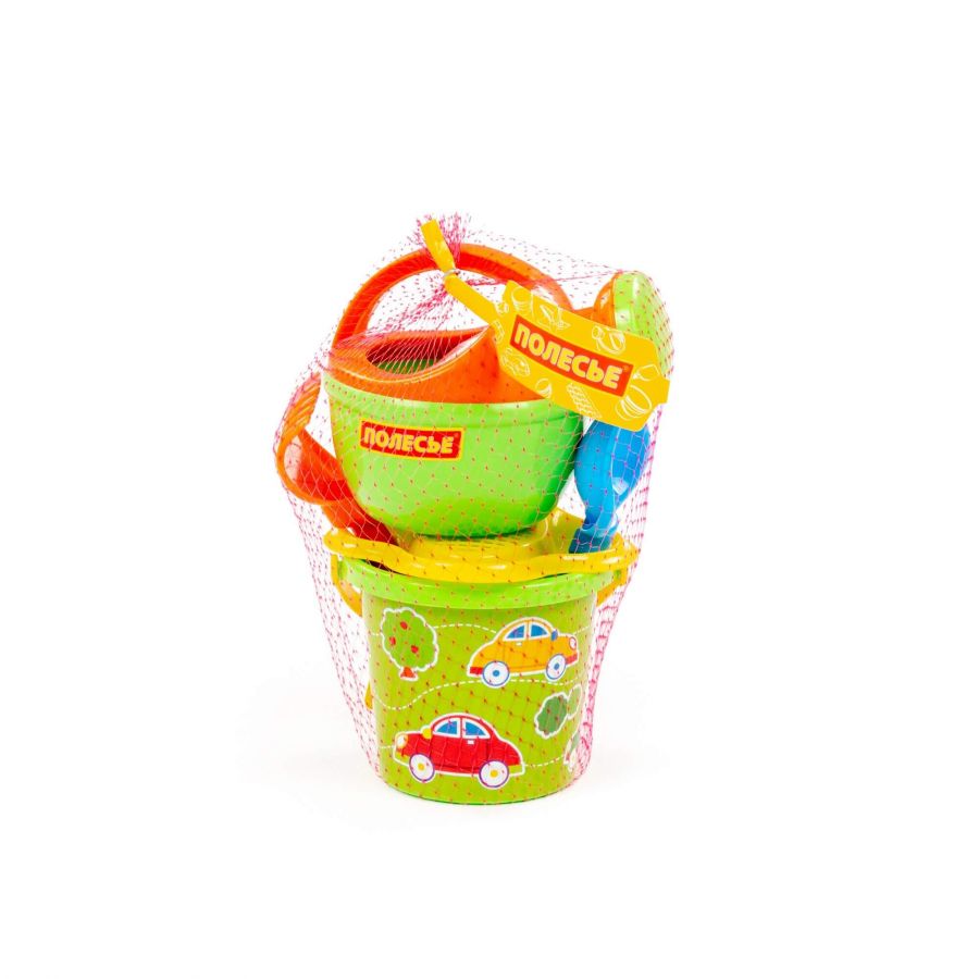 Набор №217: ведро малое с наклейкой, ситечко-цветок, совок №2, грабельки №2, лейка малая №4