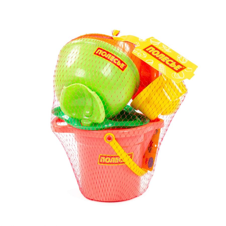 Набор №155: ведро малое с носиком, ситечко-цветок, совок №2, грабельки №2, 2 формочки, лейка малая №4