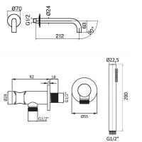 смеситель для ванны Plumberia Selection KITXO19GR схема