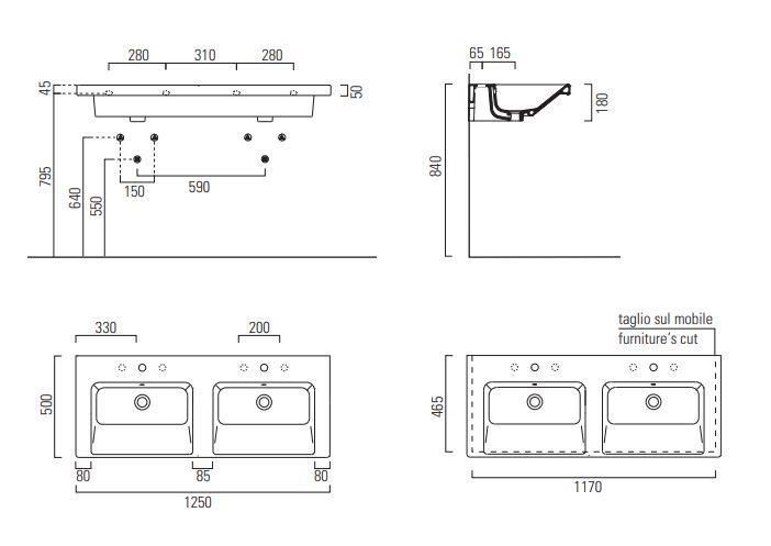 Двойная раковина GSI NORM 8627011 125х50 схема 2