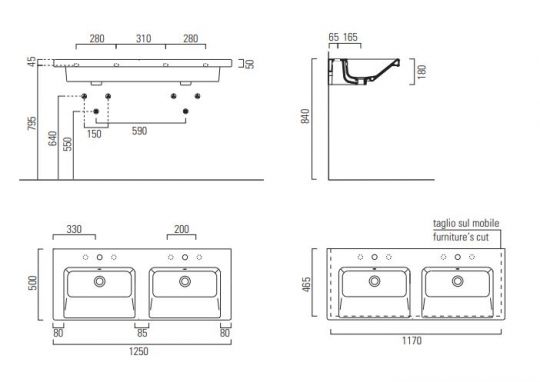 Двойная раковина GSI NORM 8627011 125х50 ФОТО