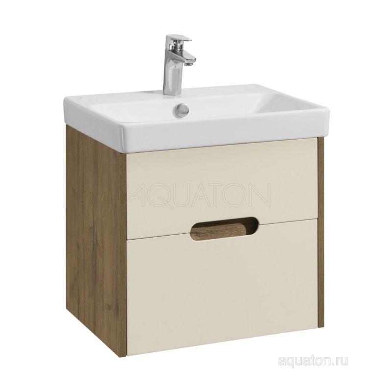 Тумба с раковиной Aquaton Оливия 55 бежевый, дуб велл 1A254201OLVG0