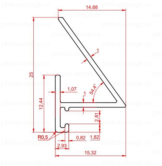 Микроплинтус угловой Ликорн С-05.25.2 Y серебристый