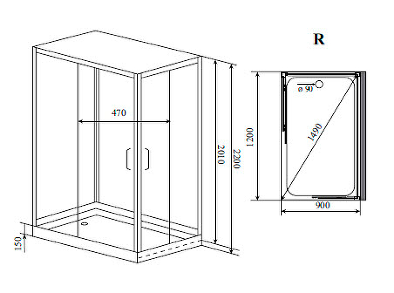 Душевая кабина Timo Premium 120x90 H-515 с баней для квартиры схема 4