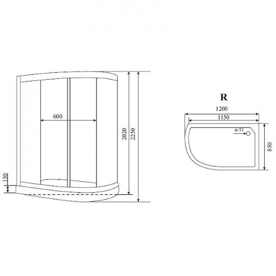 Душевая кабина Timo Standart 120х85 T-5502 схема 3