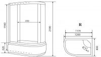 Душевая кабина Timo Eco 120х80 TE-0720P без гидромассажа схема 4