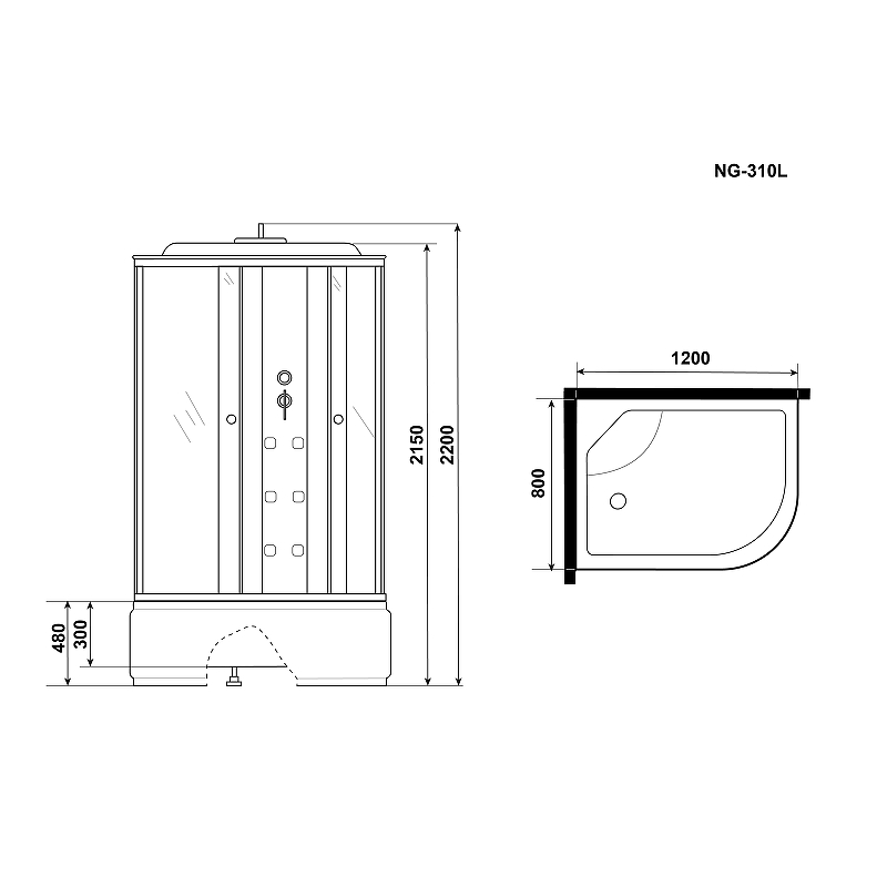 Душевая кабина Niagara Ultra 120x80 NG-310-01L с гидромассажем схема 6