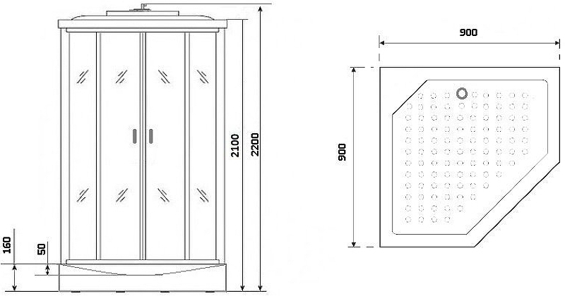 Душевая кабина Niagara Premium 90x90 NG-6001-01GD с гидромассажем схема 3