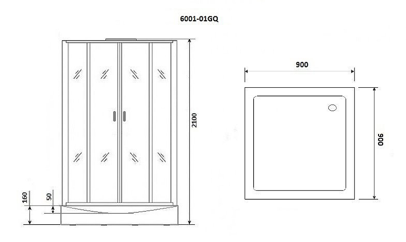 Душевая кабина Niagara Premium 90x90 NG-6001-01GQ с гидромассажем схема 3