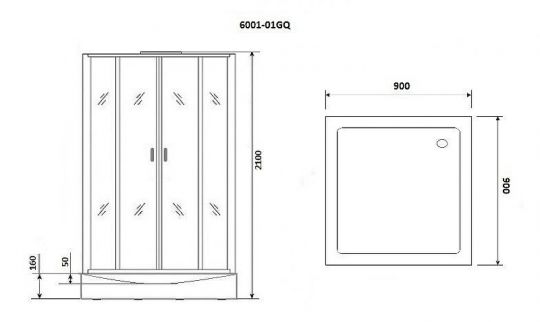 Душевая кабина Niagara Premium 90x90 NG-6001-01GQ с гидромассажем ФОТО