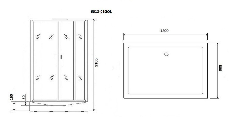 Душевая кабина Niagara Premium 120x80 NG-6012-01GQ с гидромассажем схема 3