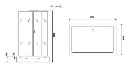 Душевая кабина Niagara Premium 120x80 NG-6012-01GQ с гидромассажем ФОТО