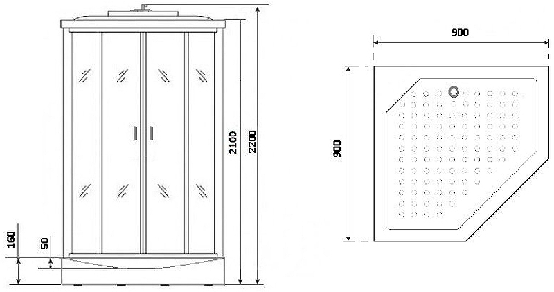 Душевая кабина Niagara Premium 90x90 NG-6901-01D Black с гидромассажем схема 3