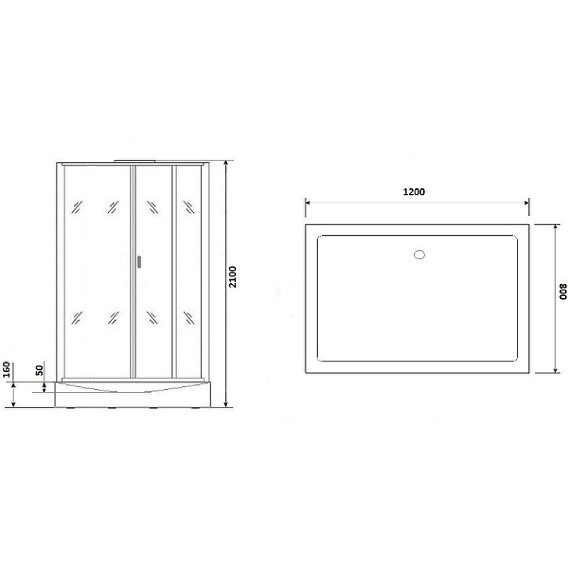 Душевая кабина Niagara Premium 120x80 NG-6912-01Q Black без гидромассажа схема 2