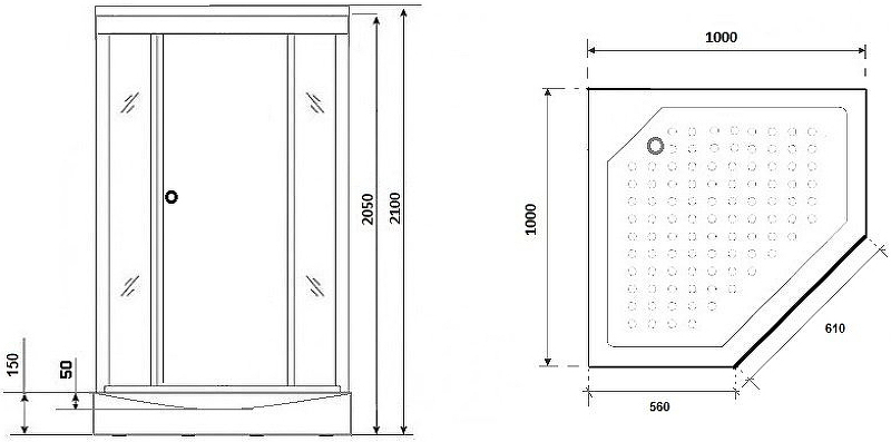 Душевая кабина Niagara Lux 100x100 NG-7702D без гидромассажа схема 4