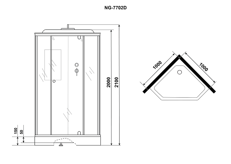 Душевая кабина Niagara Lux 100x100 NG-7702D без гидромассажа схема 9