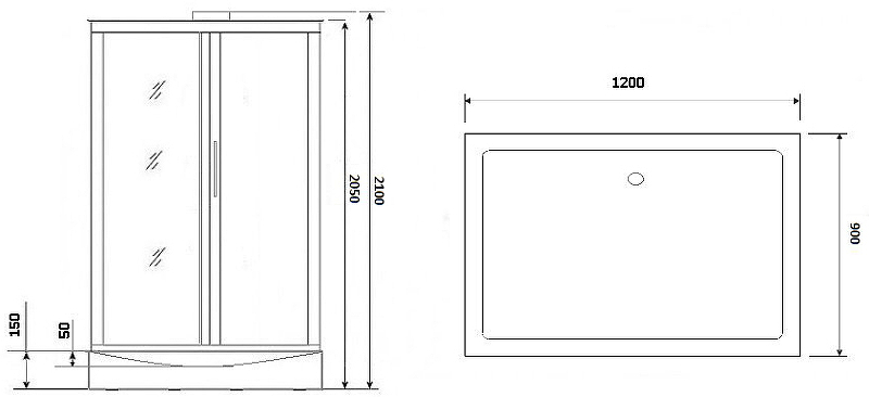 Душевая кабина Niagara Lux NG-7711BK 120x90 без гидромассажа схема 3