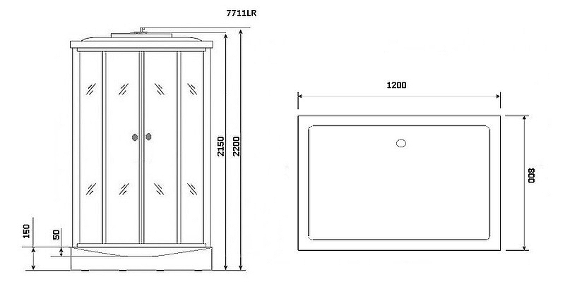 Душевая кабина Niagara Lux 120x90 NG-7711W с гидромассажем схема 6