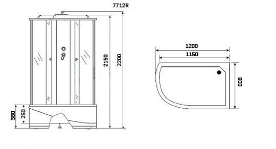 Душевая кабина Niagara Lux 120x80 NG-7712G с гидромассажем ФОТО