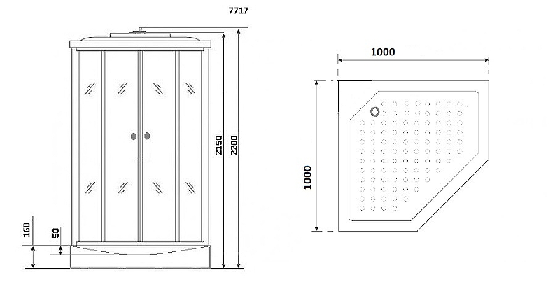 Душевая кабина Niagara Lux NG-7717W 100x100 с гидромассажем схема 8