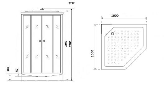 Душевая кабина Niagara Lux NG-7717W 100x100 с гидромассажем схема 8