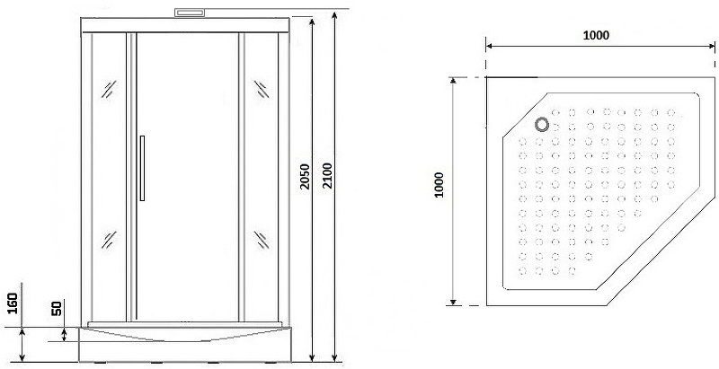 Душевая кабина Niagara Lux NG-7717GBK 100x100 в отделке золото схема 7