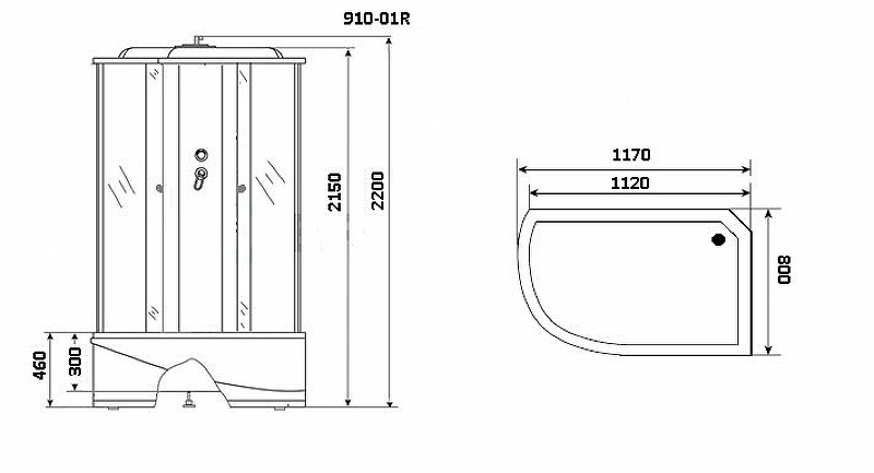 Душевая кабина Niagara Ultra NG-910-01R 120x80 с гидромассажем схема 16