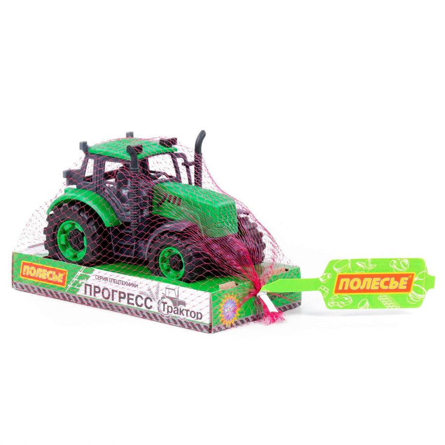 Трактор "Прогресс" инерционный (зелёный) (в лотке)