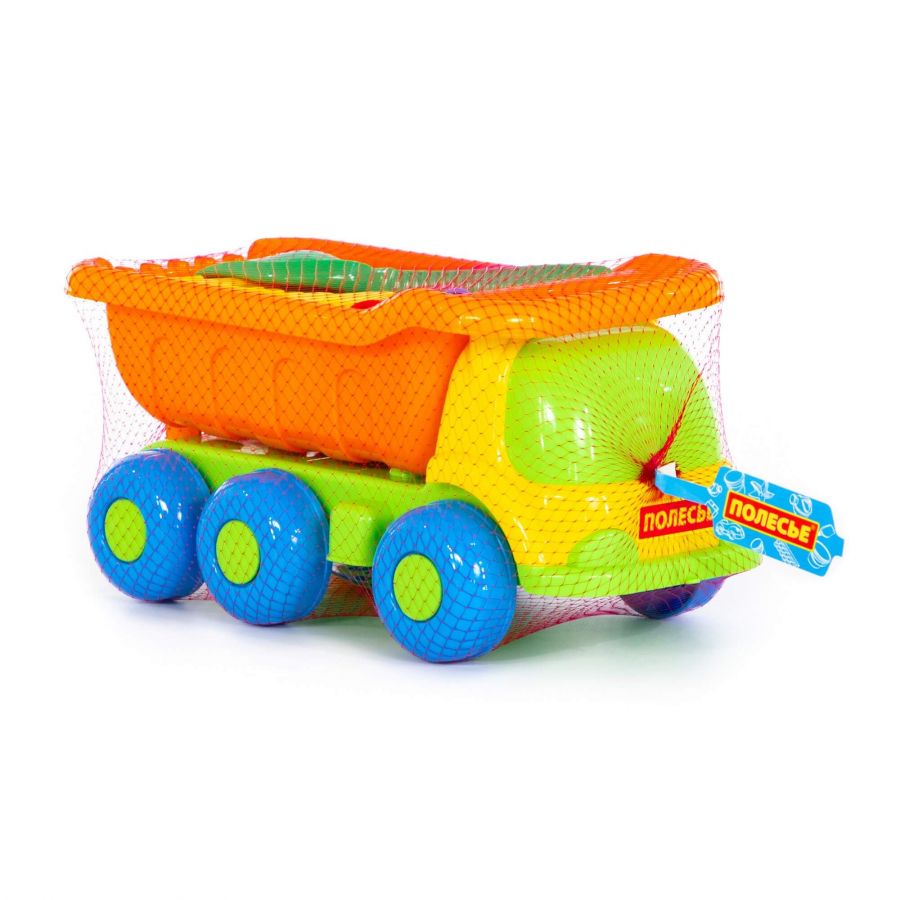 Набор №367: "Универсал", автомобиль-самосвал + лопата №6, формочки (замок мост + замок башня + замок стена с двумя башнями)