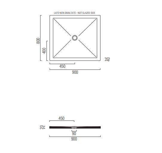 Душевой поддон GSI H2 90x80 схема 2