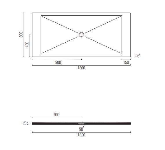 Душевой поддон GSI H2 180x80 схема 2