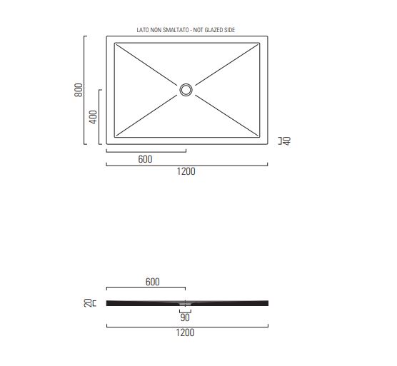 Душевой поддон GSI H2 120x80 схема 2