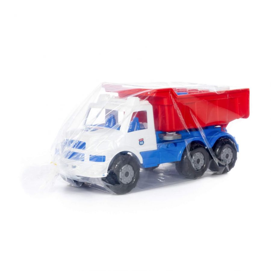 "Буран" №3, автомобиль-самосвал (бело-синий) + конструктор строительный "XXL", 5 элементов (в пакете)