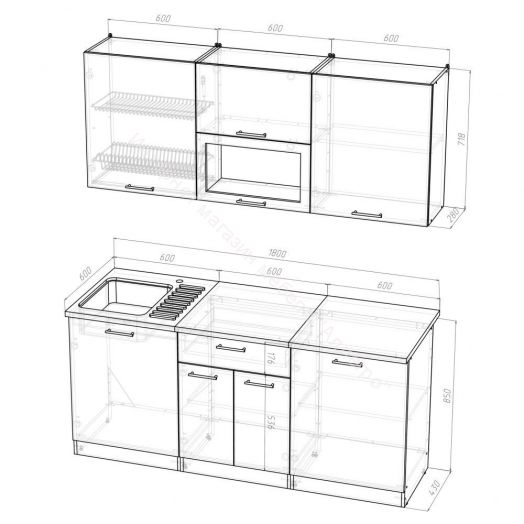 Кухонный гарнитур Симона макси 1800 мм