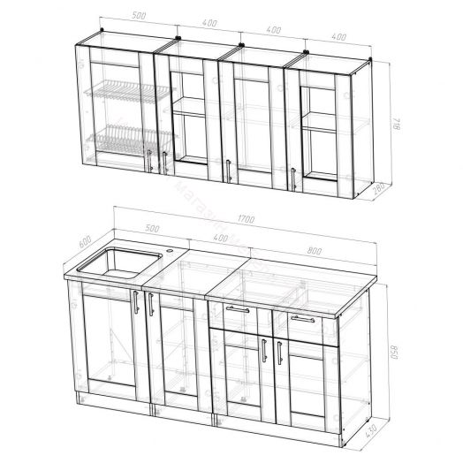Кухонный гарнитур Симона демо 1700 мм