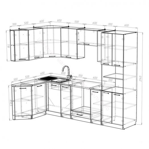 Кухонный гарнитур Симона гранд прайм угловой 2600*1400 мм