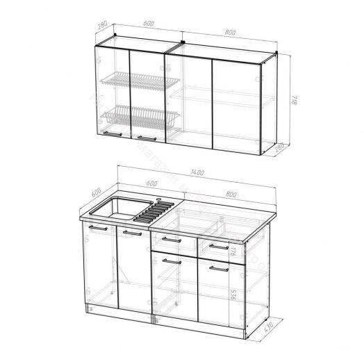 Кухонный гарнитур Ольга медиум 2 1400 мм