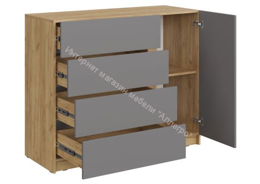 Комод "Бостон" КМ-001 (Белый глянец/Дуб крафт золотой)