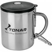 Термокружка Тонар 350ML с пластиковой крышкой+карабин (T.TK-038-350)