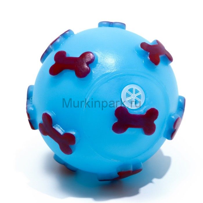 Игрушка пищащая "Мяч Косточки" для собак, 5,5 см, микс