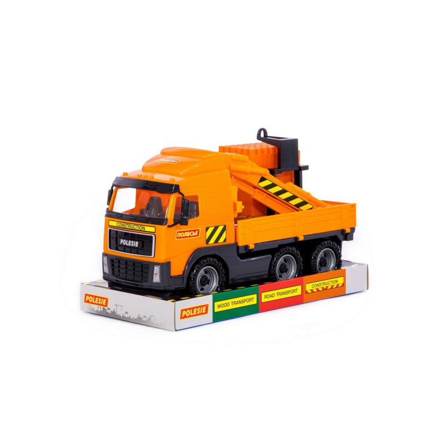 Автомобиль-кран с манипулятором + конструктор "Супер-Микс" - 30 элементов на поддоне (в лотке)