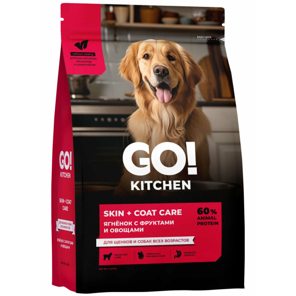 Сухой корм для щенков собак Go! KITCHEN Skin and Coat с ягненком фруктами и овощами