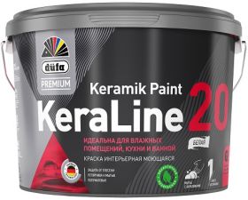 Краска для Кухни и Ванной Dufa Premium KeraLine 20 Keramik Paint 9л Белая, Полуматовая / Дюфа Премиум Кералайн 20 Керамик Пейнт.