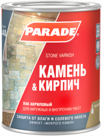 Лак Parade L40 Камень & Кирпич 10л Акриловый, Бесцветный, Эластичный с Эффектом Мокрого Камня / Парад L40.