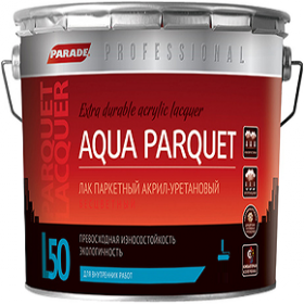 Лак Паркетный Parade Professional L50 Aqua Parquet 9л Глянцевый, Акрил-Уретановый, Бесцветный для Внутренних Работ / Парад L50.