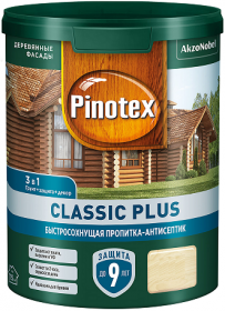 Пропитка-Антисептик Pinotex Classic Plus 3 в 1 0.9л Палисандр для Защиты Древесины до 9 лет / Пинотекс Классик Плюс.