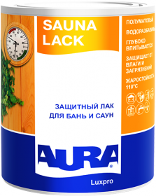 Защитный Лак для Бань и Саун Aura Luxpro Sauna Lack 1л Полуматовый, Акриловый, без Запаха / Аура.