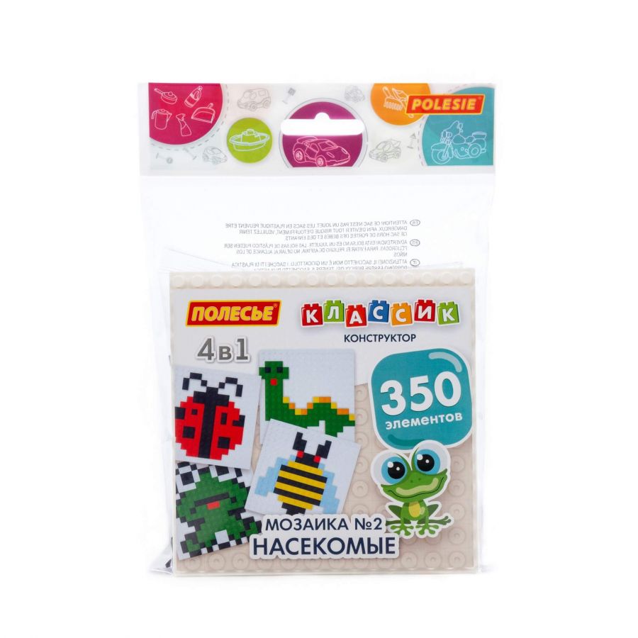 Конструктор "Классик" "Мозаика №2 (насекомые)" (350 элементов) (в пакете)