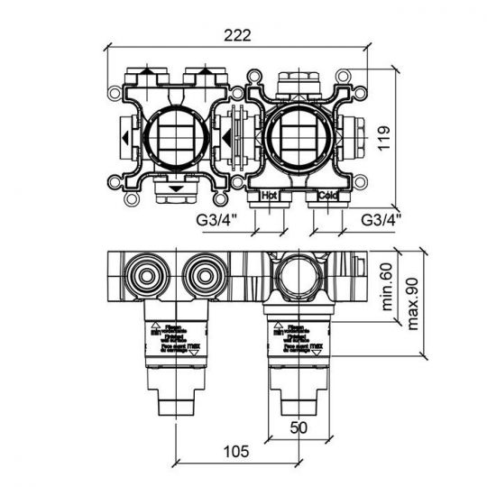 Скрытая часть смесителя ALMAR Modular E186902 ФОТО